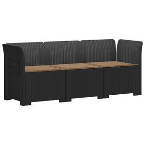 vidaXL Canap&eacute; de jardin 3 places avec coussins look rattan PP