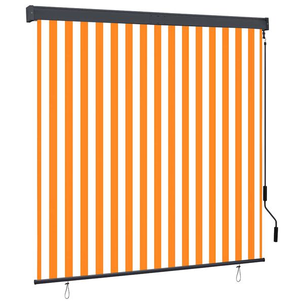 vidaXL Store roulant d'ext&eacute;rieur 160x250 cm Blanc et orange