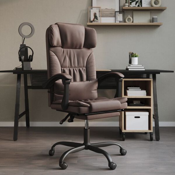 vidaXL Fauteuil inclinable de bureau Marron Similicuir