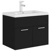 vidaXL Armoire d'&eacute;vier avec lavabo int&eacute;gr&eacute; Noir Agglom&eacute;r&eacute;