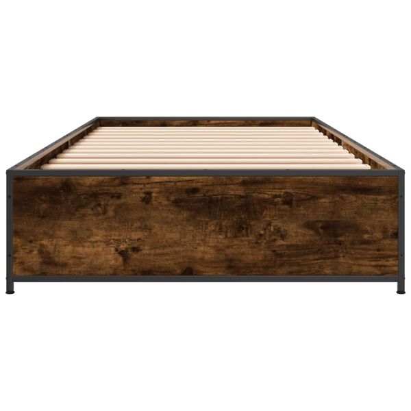 vidaXL Cadre de lit sans matelas ch&ecirc;ne fum&eacute; 90x190 cm
