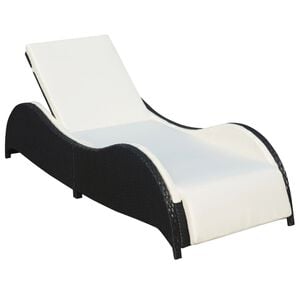 vidaXL Chaise longue avec coussin R&eacute;sine tress&eacute;e Noir