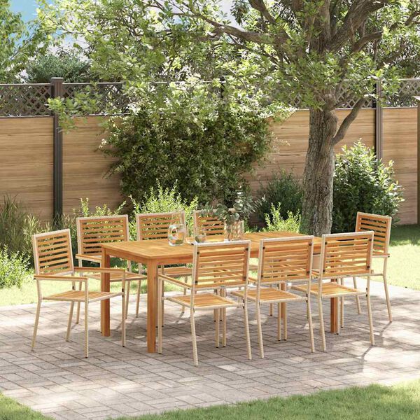 vidaXL Ensemble de salle à manger pour jardin 9 pcs Beige Poly rotin