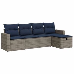 vidaXL Salon de jardin 5 pcs avec coussins gris r&eacute;sine tress&eacute;e