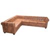 vidaXL Canap&eacute; d'angle Chesterfield 6 places en cuir synth&eacute;tique marron