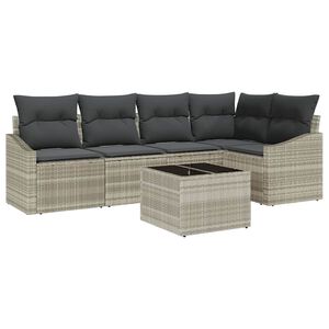 vidaXL Ensemble de canap&eacute; de jardin 6 pc Gris clair polyrotin