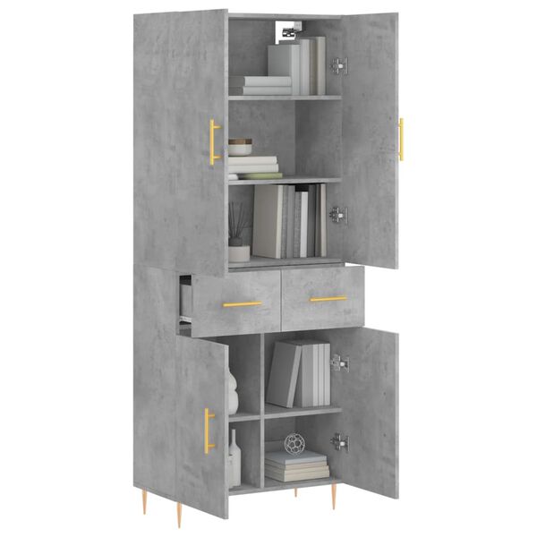 vidaXL Buffet haut Gris b&eacute;ton 69,5x34x180 cm Bois d'ing&eacute;nierie