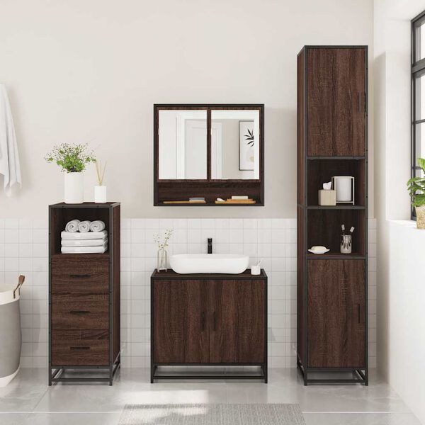 vidaXL Ensemble de meubles de salle de bain 3 pcs Chêne marron