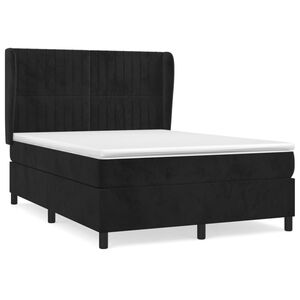 vidaXL Sommier &agrave; lattes de lit avec matelas Noir 140x200 cm Velours