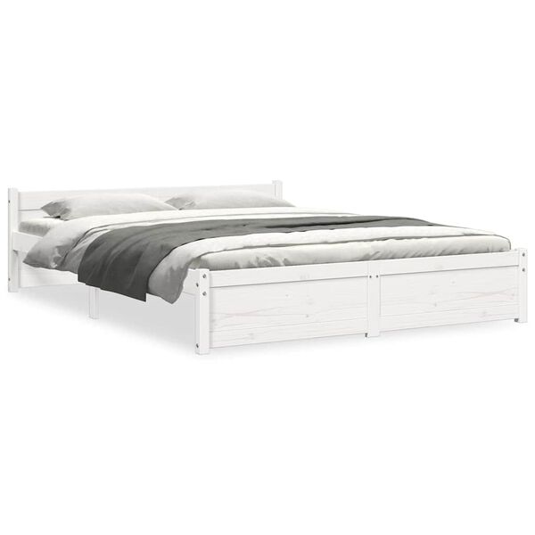 vidaXL Cadre de lit sans matelas blanc bois massif 140x190 cm