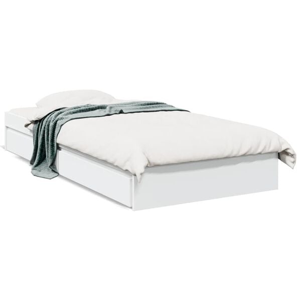 vidaXL Cadre de lit avec tiroirs sans matelas blanc 90x190 cm