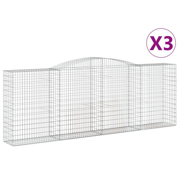vidaXL Paniers à gabions arqués 3 pcs 400x50x140/160 cm Fer galvanisé