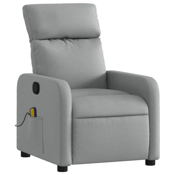 vidaXL Fauteuil inclinable de massage en tissu gris clair
