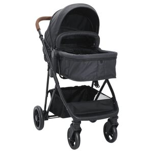 vidaXL Poussette pour b&eacute;b&eacute; 2-en-1 Anthracite et noir Acier