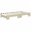 vidaXL Lit de jour avec gigogne et matelas crème 90x200 cm tissu