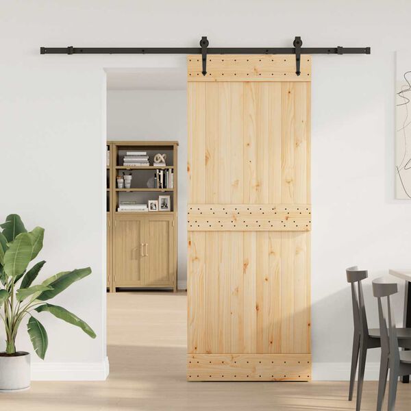 vidaXL Porte coulissante et kit de quincaillerie 80x210 cm pin massif
