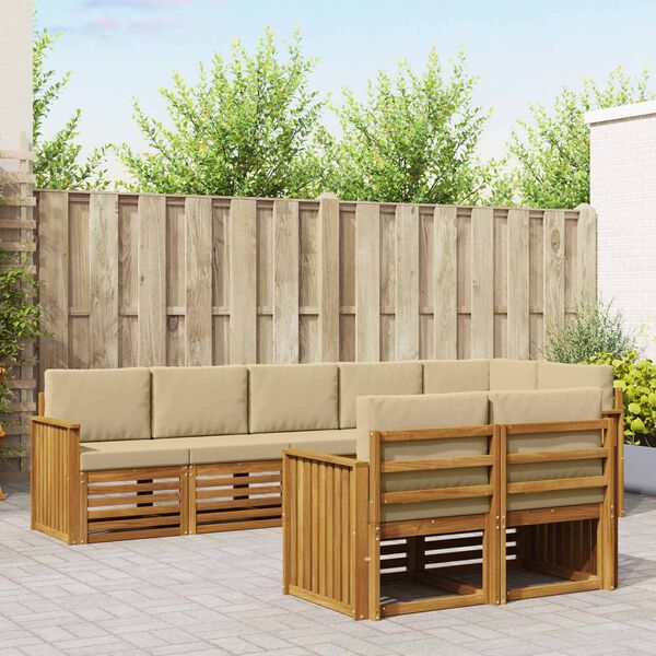 vidaXL Ensembles de canap&eacute;s avec coussin 8 pcs Naturel et Beige