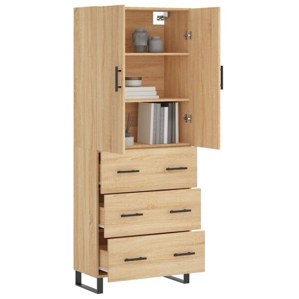 vidaXL Buffet haut Ch&ecirc;ne sonoma 69,5x34x180 cm Bois d'ing&eacute;nierie