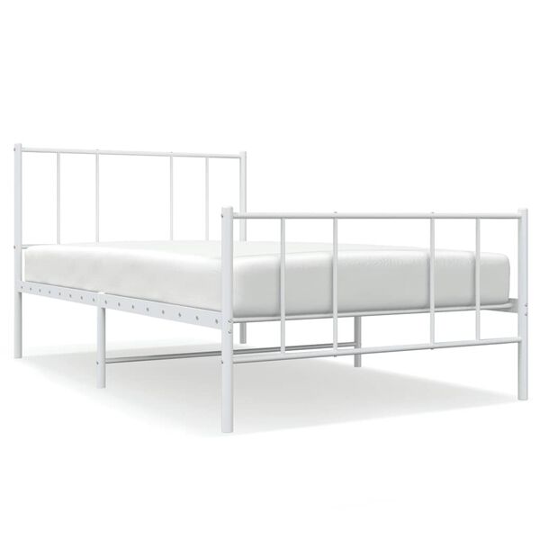 vidaXL Cadre de lit m&eacute;tal sans matelas avec pied de lit blanc 80x200cm