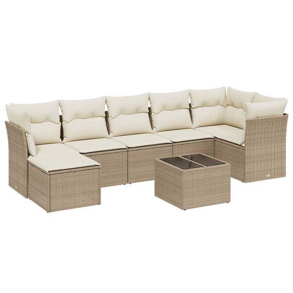 vidaXL Salon de jardin avec coussins 7 pcs beige r&eacute;sine tress&eacute;e