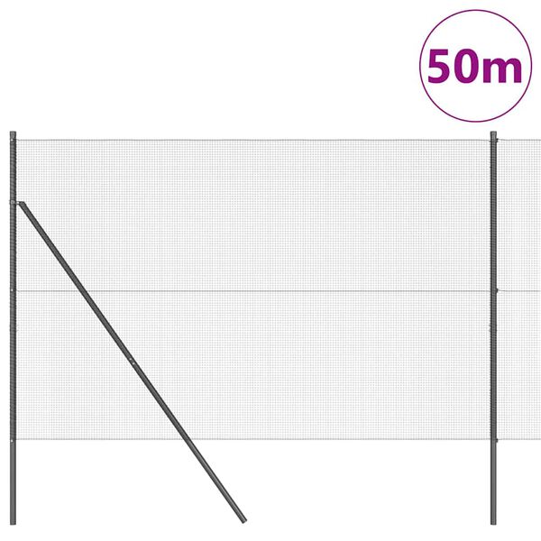 vidaXL Poteau de cl&ocirc;ture. Gris 50 x 1,5 m (maille 12 x 12 mm)
