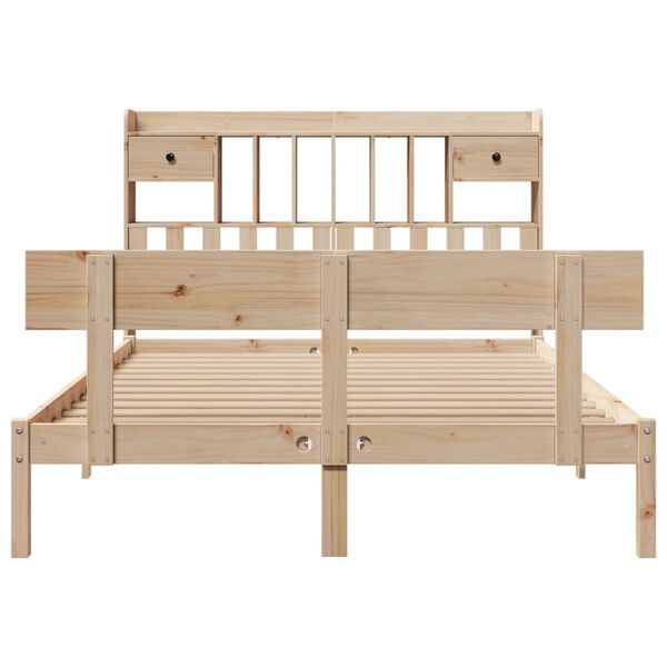 vidaXL Lit biblioth&egrave;que sans matelas 140x190 cm bois de pin massif