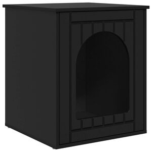 vidaXL Maison pour chat Noir 53 x 52 x 62 cm Bois d'ing&eacute;nierie