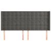 vidaXL T&ecirc;te de lit avec oreilles Gris fonc&eacute; 163x16x118/128 cm Velours