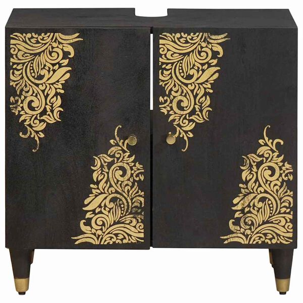 vidaXL Armoire d'&eacute;vier Noir 62 x 33 x 58 cm Bois de mangue massif