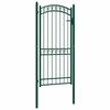 vidaXL Portail de cl&ocirc;ture avec dessus arqu&eacute; Acier 100x136 cm Vert