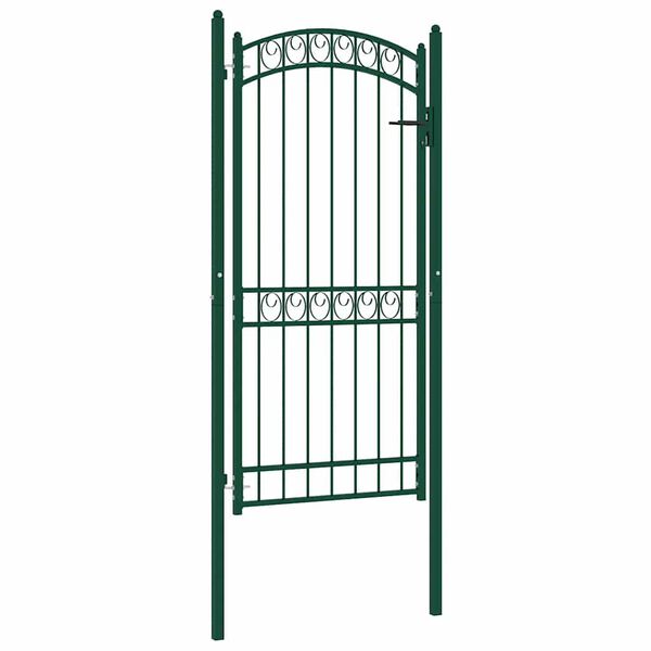 vidaXL Portail de cl&ocirc;ture avec dessus arqu&eacute; Acier 100x136 cm Vert