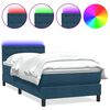 vidaXL Sommier &agrave; lattes de lit et matelas et LED bleu fonc&eacute; 100x220cm velours
