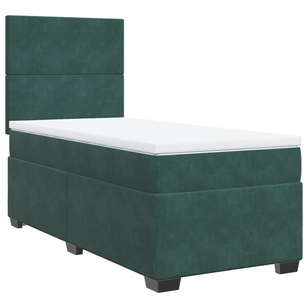 vidaXL Sommier &agrave; lattes de lit et matelas Vert fonc&eacute; 80x200 cm Velours