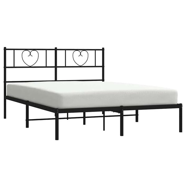 vidaXL Cadre de lit m&eacute;tal sans matelas et t&ecirc;te de lit noir 160x200 cm