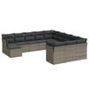 vidaXL Salon de jardin avec coussins 12 pcs gris r&eacute;sine tress&eacute;e