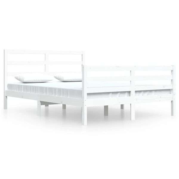 vidaXL Cadre de lit sans matelas blanc bois de pin massif 160x200 cm