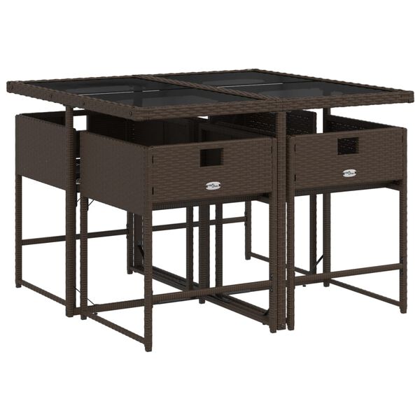 vidaXL Ensemble &agrave; manger de jardin 5 pcs et coussins marron poly rotin