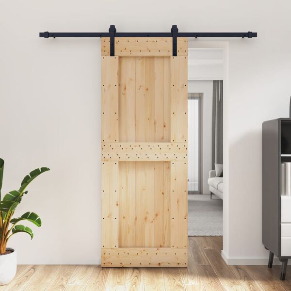 vidaXL Porte coulissante et kit de quincaillerie 80x210 cm pin massif