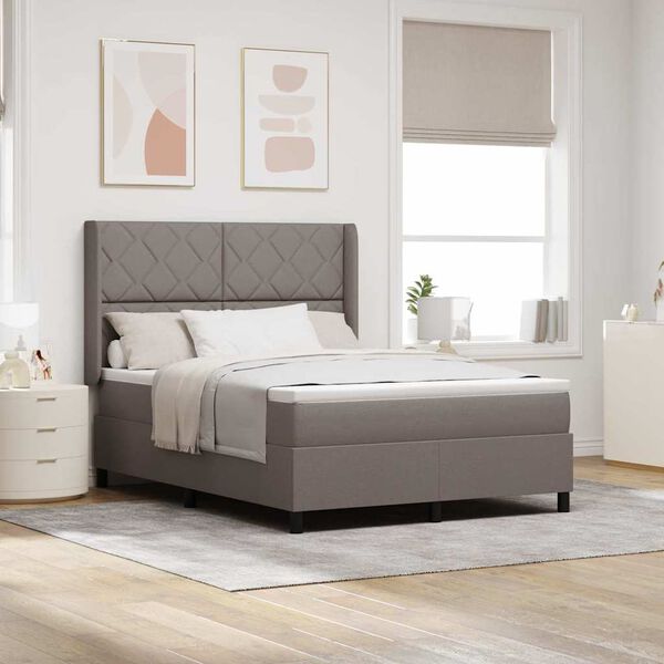 vidaXL Lit &agrave; ressorts avec matelas Taupe 160 x 200 cm tissu