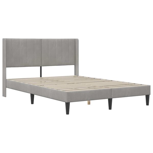 vidaXL Cadre de lit avec matelas Gris clair 140 x 200 cm Velours
