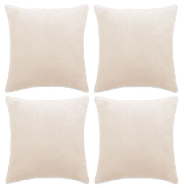 vidaXL Housses de coussin 4 pcs Tissu 80x80 cm Blanc cass&eacute;