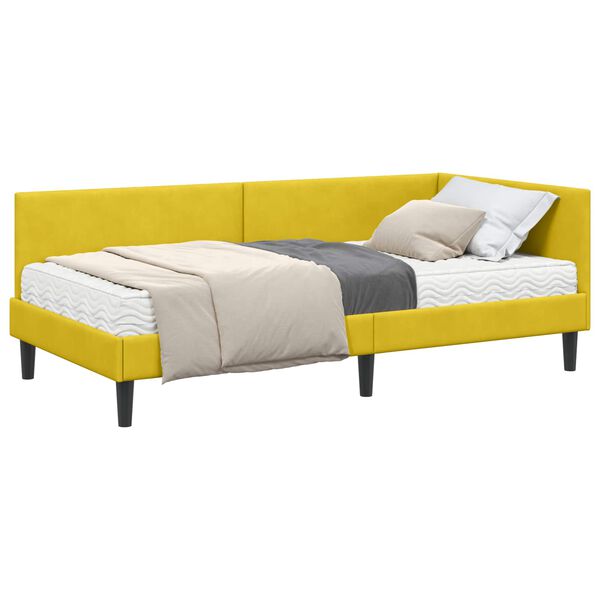 vidaXL Cadre de lit d'angle avec matelas Autre 2 pcs Jaune Velours