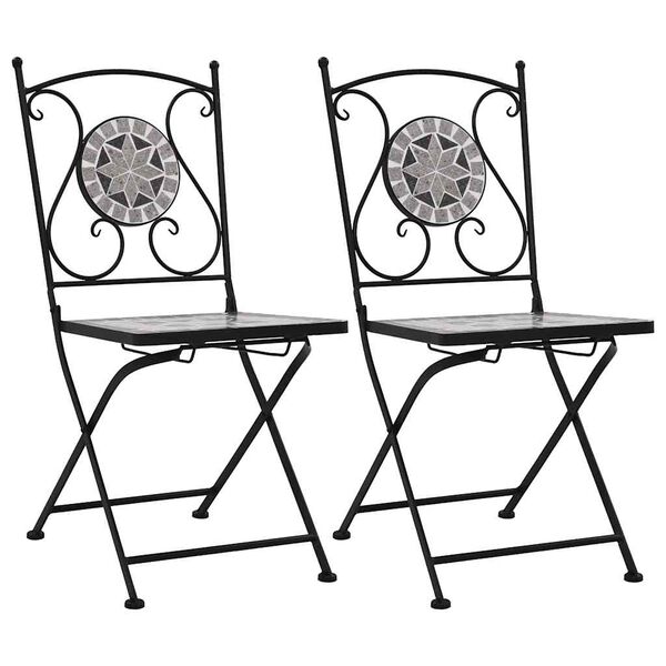 vidaXL Chaises de bistrot mosa&iuml;que 2 pcs Gris