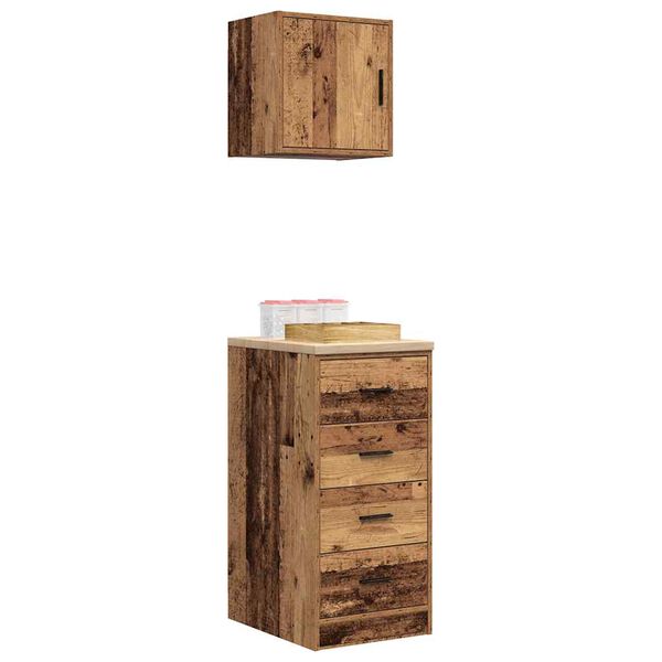 vidaXL Armoires de garage 2 pcs vieux bois bois d'ing&eacute;nierie