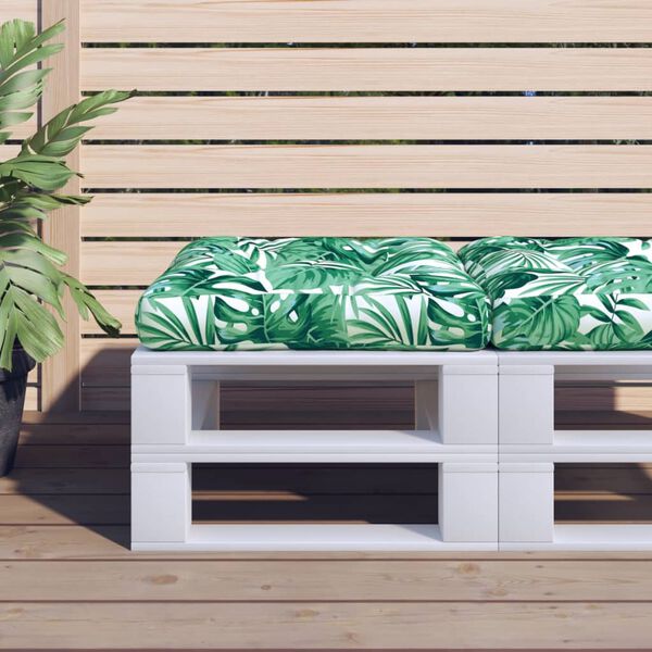 vidaXL Coussin de palette motif de feuilles 50x50x12 cm tissu