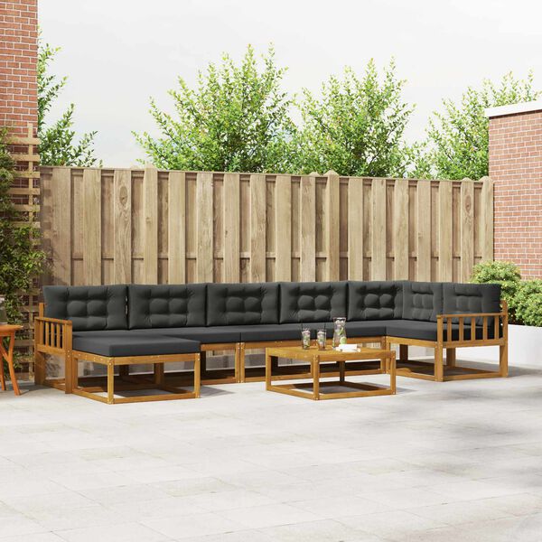 vidaXL Ensemble de canap&eacute;s d'ext&eacute;rieur 8 pcs Naturel et Anthracite