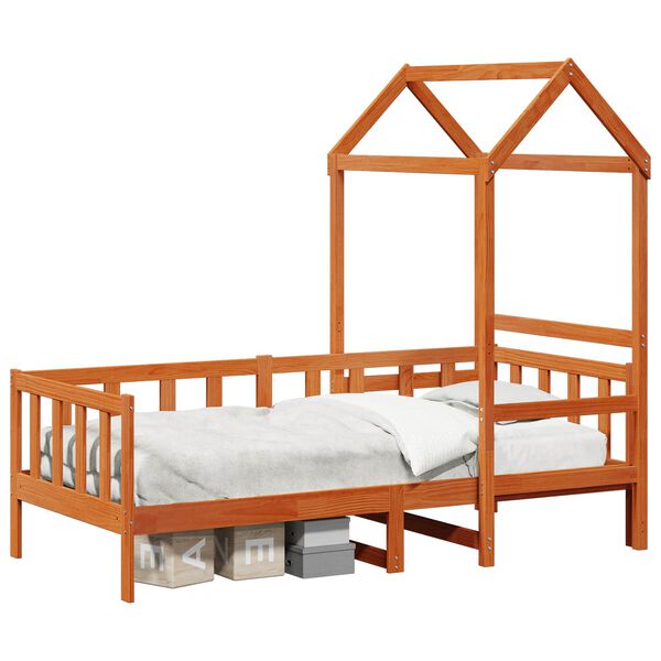 vidaXL Ensemble Lit de Jour 2 pcs Cire marron Bois de pin massif