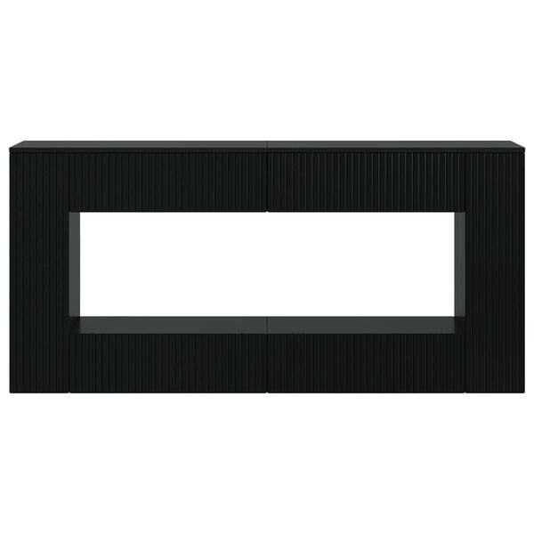 vidaXL Table console Ray&eacute; Noir 155 x 29 x 74 cm Bois d&rsquo;ing&eacute;nierie