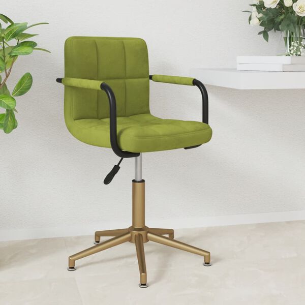 vidaXL Chaise pivotante de salle &agrave; manger Vert clair Velours