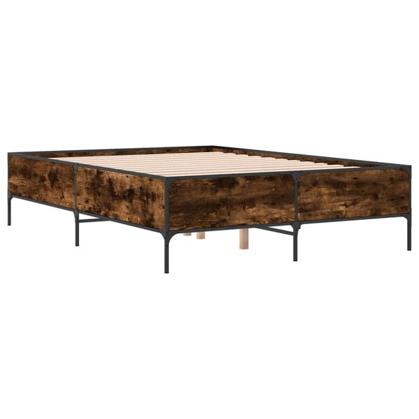 vidaXL Cadre de lit sans matelas ch&ecirc;ne fum&eacute; 160x200 cm